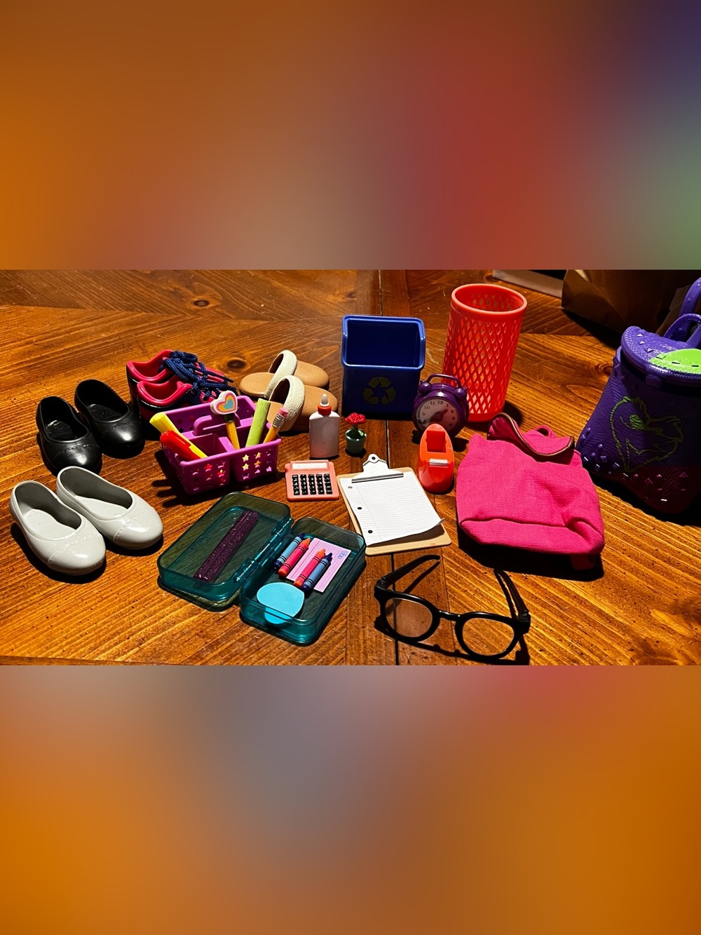 Our Generation Doll Accessories Shoes & School Supplies Office Lot of 30 Pieces